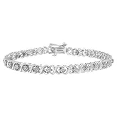 .925 Sterling Silver 1/6 Carat Diamond Infinity Link and Station Tennis Bracelet