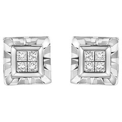Clous d'oreilles en argent sterling avec composite de diamants de 1/6 carat de .925 carat