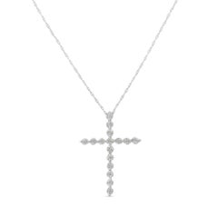 .925 Sterling Silver 1/6 Cttw Diamond Miracle-Set Cross Pendant Necklace