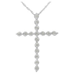 925 Sterlingsilber 1/6 Cttw Diamant-Halskette mit Kreuzanhänger im Miracle-Set