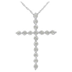 Collar Colgante Cruz Milagrosa de Plata de Ley .925 de 1/6 qt de diamante engastado