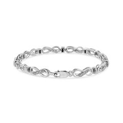 .925 Sterling Silber 1/6 Cttw Diamant Akzent Unendlichkeitsgliederarmband