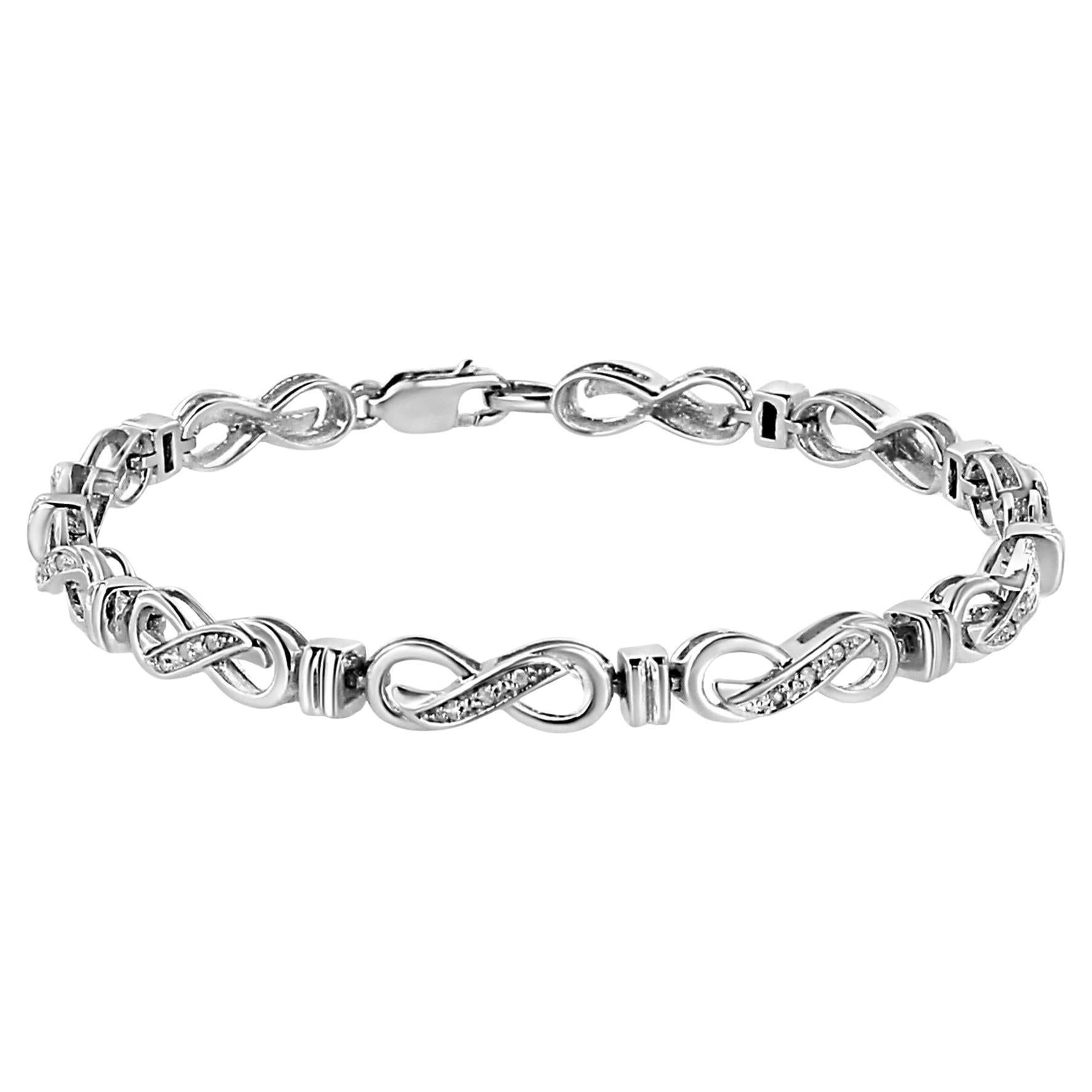 .925 Sterling Silver 1/6 Cttw Diamond Accent Infinity Link Bracelet