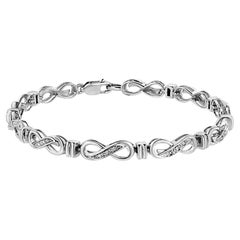 .925 Plata de Ley 1/6 Cttw Diamante Acentuado Infinito Pulsera de Eslabones