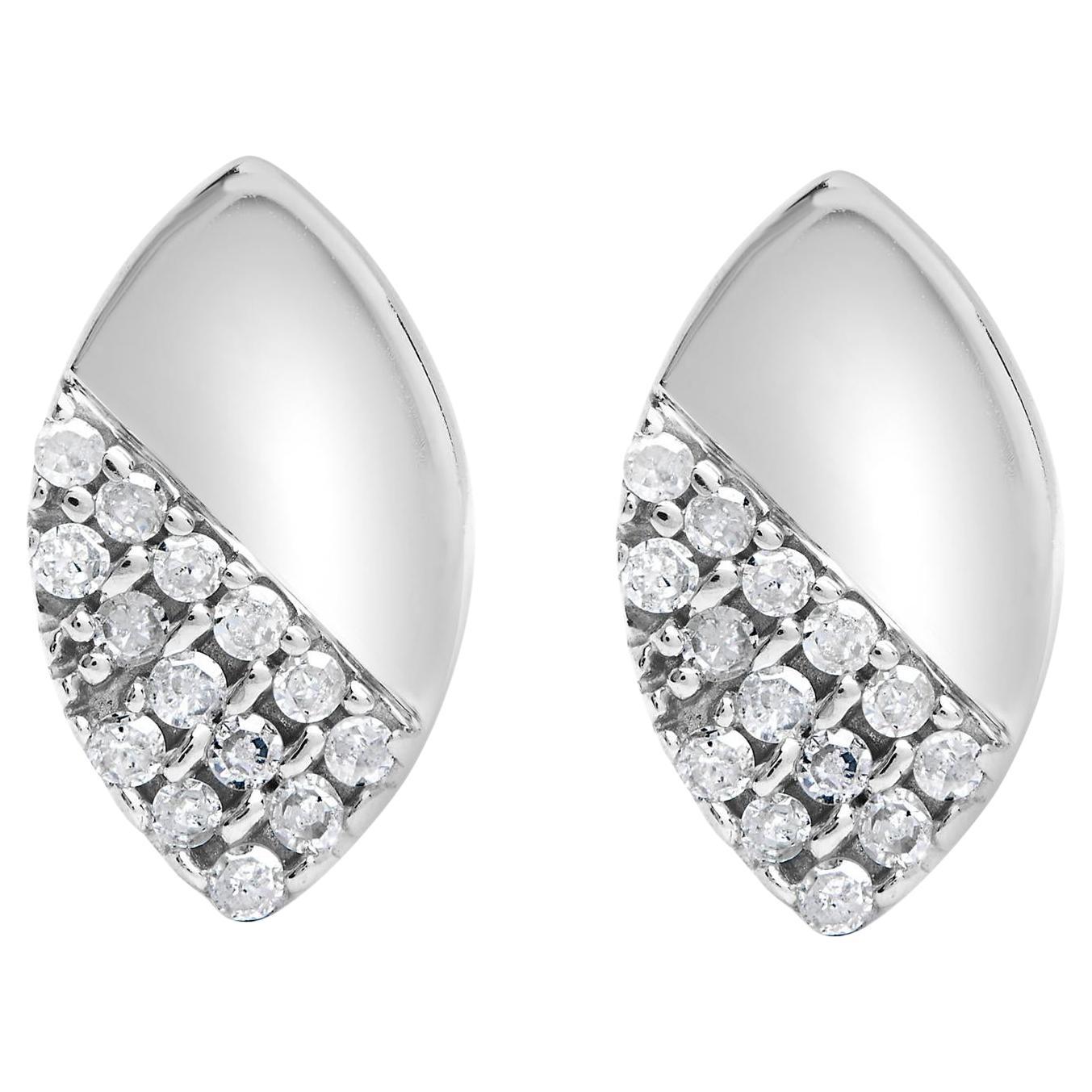 Pendientes de plata de ley 925 con diamantes de 1/6 qt y pulido espejo en forma de pera