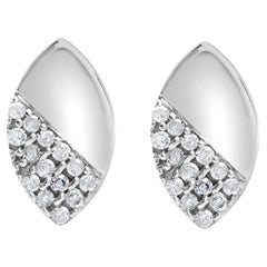 925 Sterling Silver 1/6 Cttw Diamond and Mirror Polish Pear Shape Stud Earrings