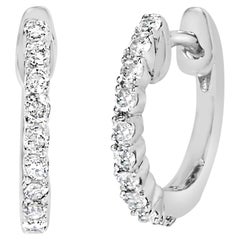 Pendientes de aro pequeños de plata de ley .925 y diamantes de 1/6 qtw