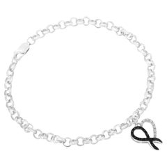 .925 Sterling Silver 1/6ct TDW Diamond Heart Charm Bracelet