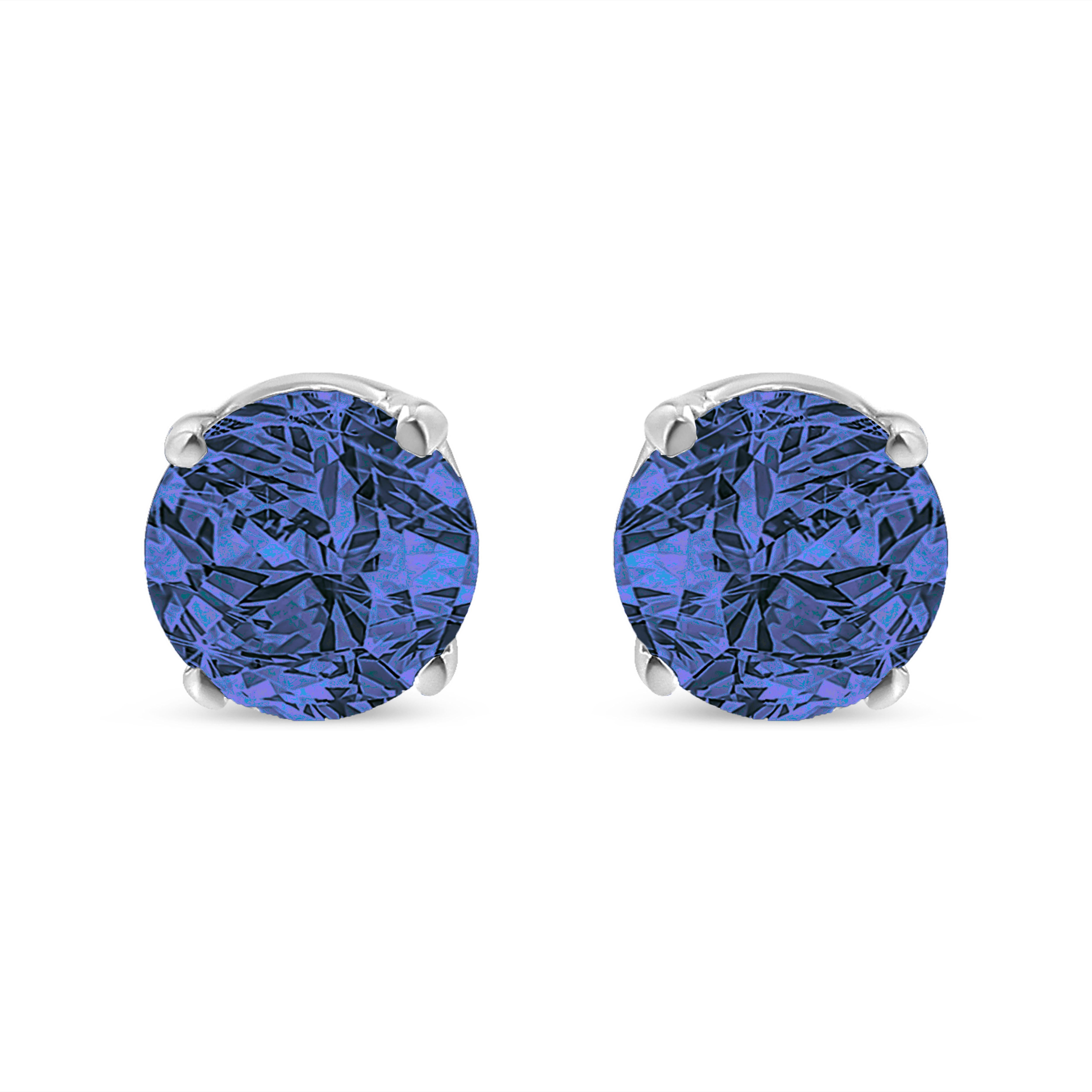 Con un diseño sencillo y clásico, estos pendientes solitarios tienen 1/7 ct TDW de diamantes. En este diseño brillan diamantes azules, de color tratado y talla redonda, en una montura de garras. Estos pendientes de plata de ley son perfectos para