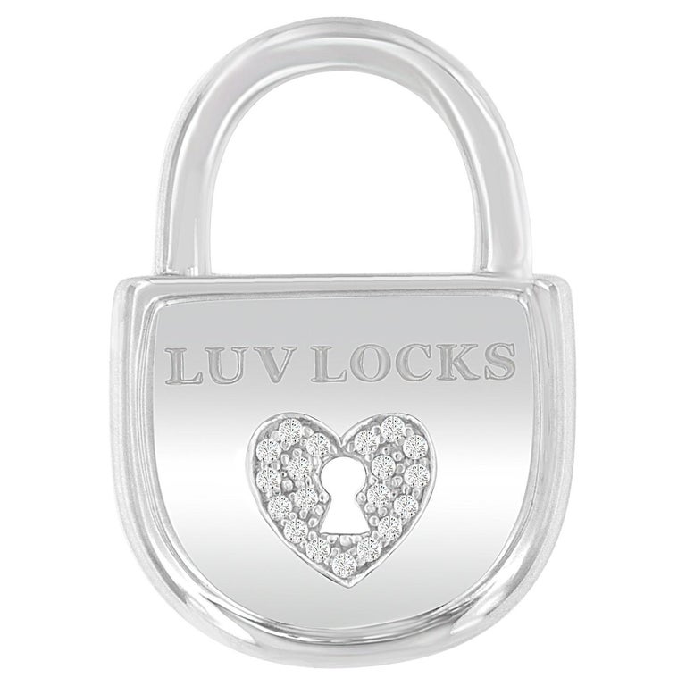.925 Sterling Silver 1/8 Carat Diamond 'Luv Locks' Pendant Necklace For