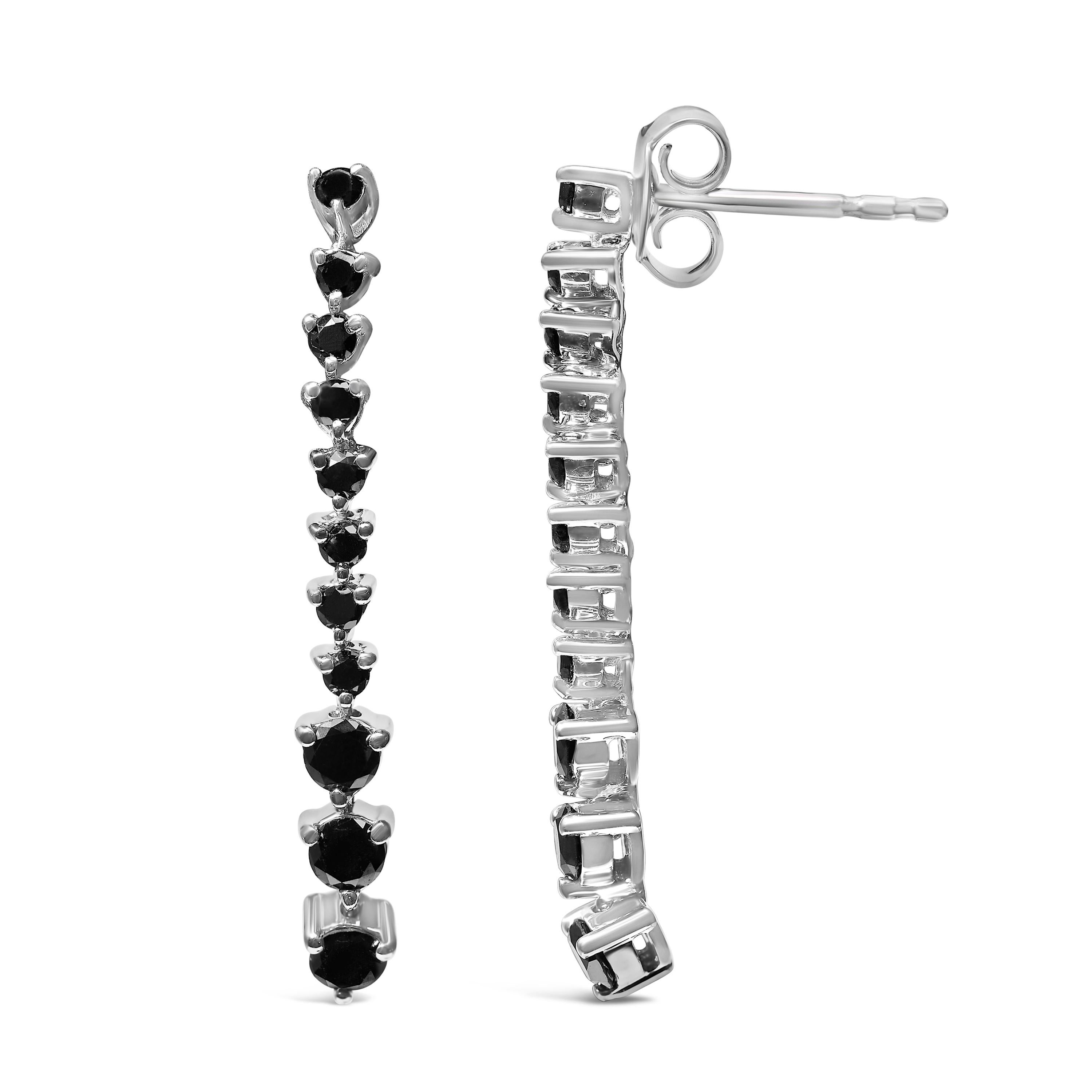 Moderno .925 A. Silver 1,0 carati di diamante nero con orecchino a goccia in stile Arrow