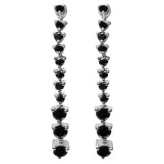 .925 Sterling Silber 1,0 Karat Schwarzer Diamant Arrow Style Tropfen-Ohrring