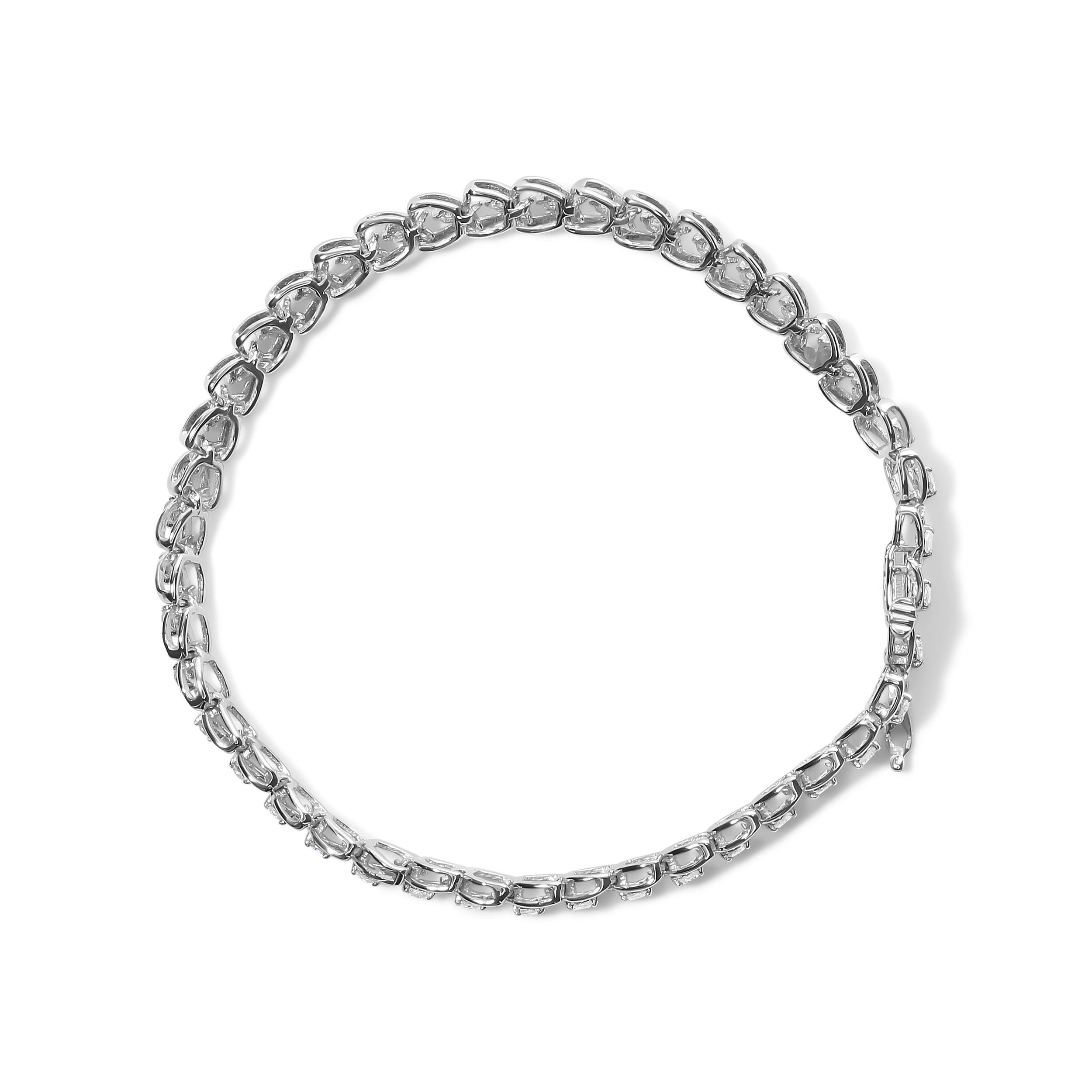 .925 Sterling Silber 1,0 Karat Diamant C-förmiges Gliederarmband (Moderne) im Angebot
