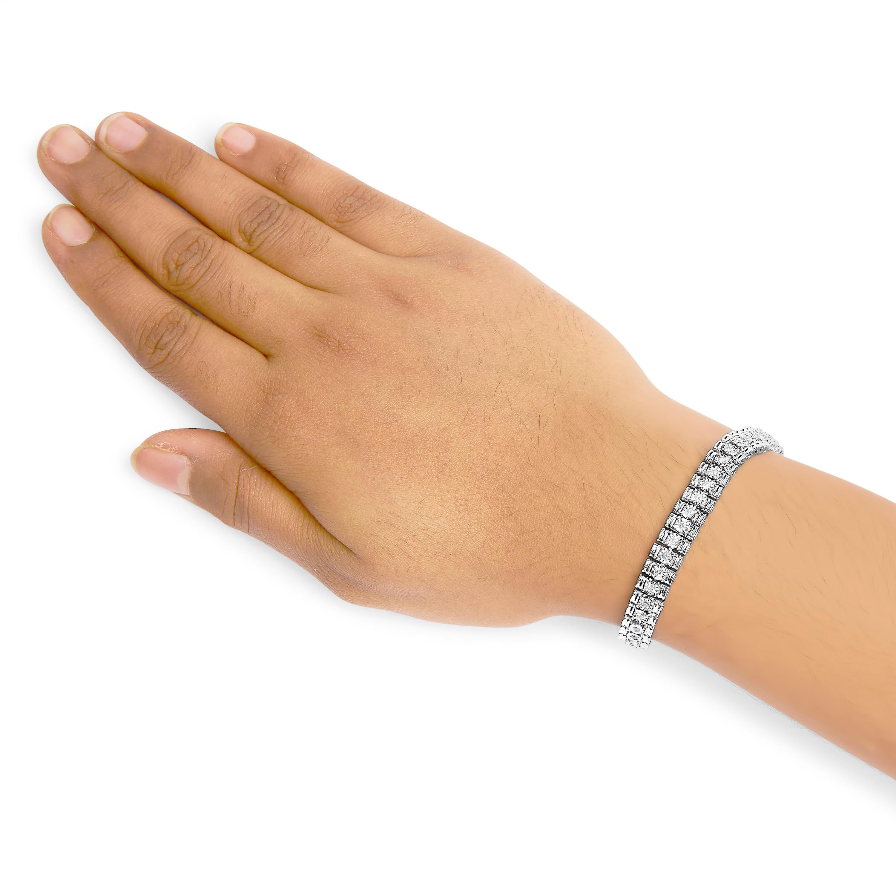 Taglio rotondo Bracciale A Link in argento 925 con diamanti da 1.0 carati in vendita