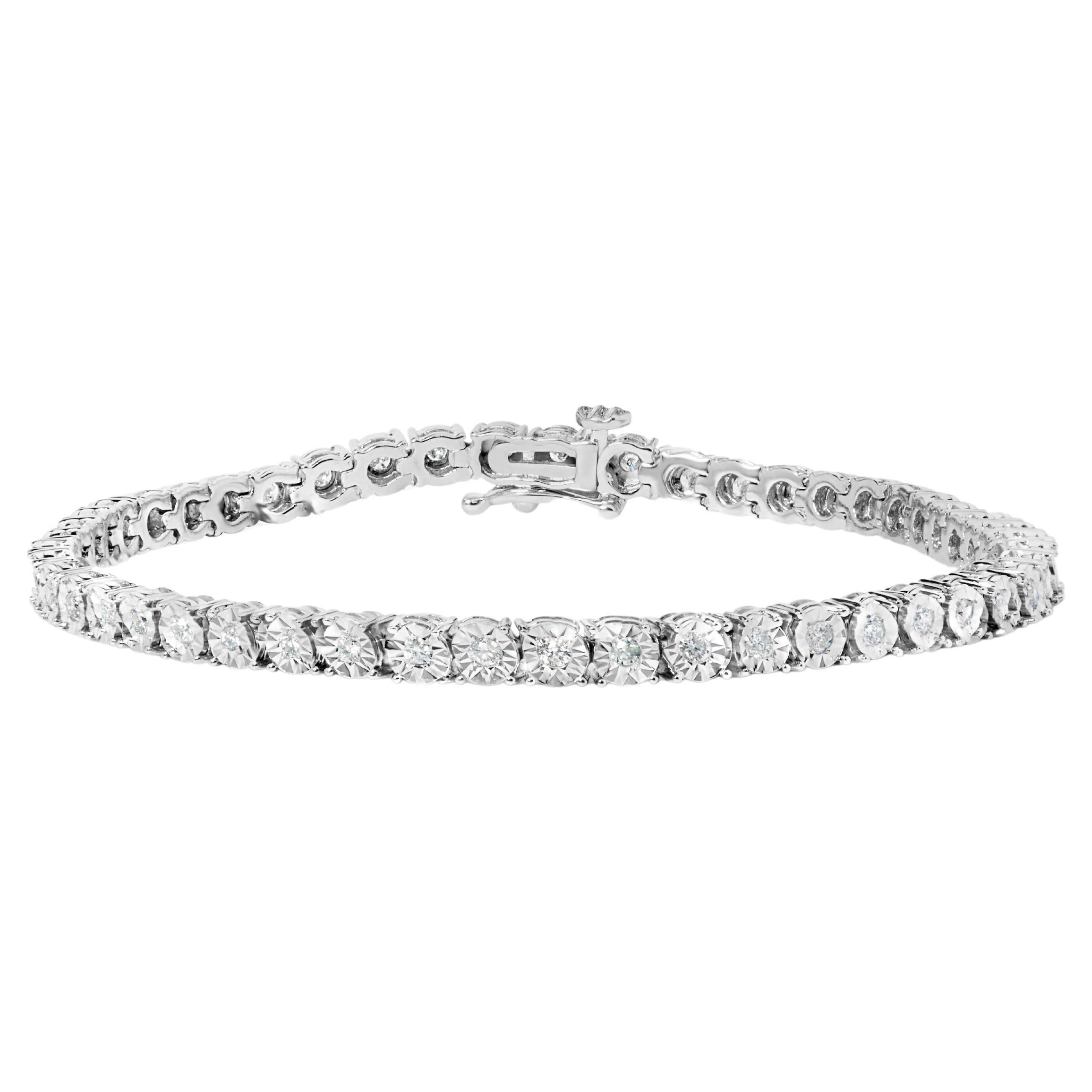 .925 Sterling Silver 1.0 Carat Diamond Miracle Tennis Bracelet For Sale