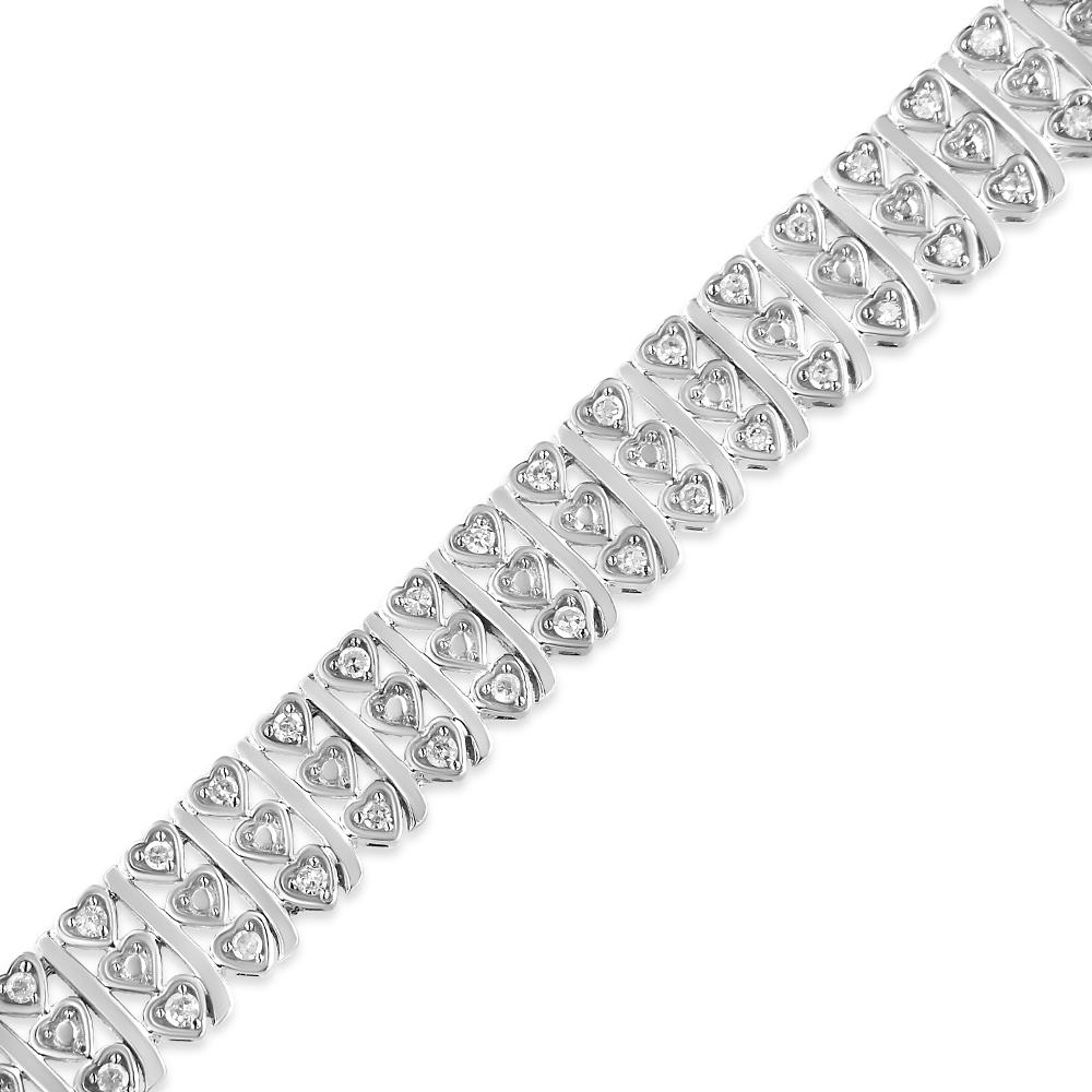 diamond triple row s link bracelet 1 ct. t.w. in sterling silver