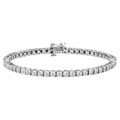 .925 Sterling Silver 1.0 Carat Round Diamond Tennis Bracelet -8" Inches 