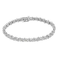 .925 Sterling Silver 1.0 Carat Diamond S-Curve Link Miracle-Set Tennis Bracelet