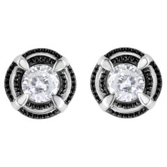 Clous d'oreilles solitaires en argent sterling avec diamants de 1,0 carat de type Milgrain .925