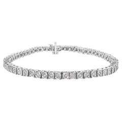 Used .925 Sterling Silver 1.0 Carat Diamond Square Frame Miracle-Set Tennis Bracelet