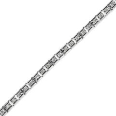 .925 Sterling Silver 1.0 Carat Diamond Square Hybrid Link 7" Tennis Bracelet
