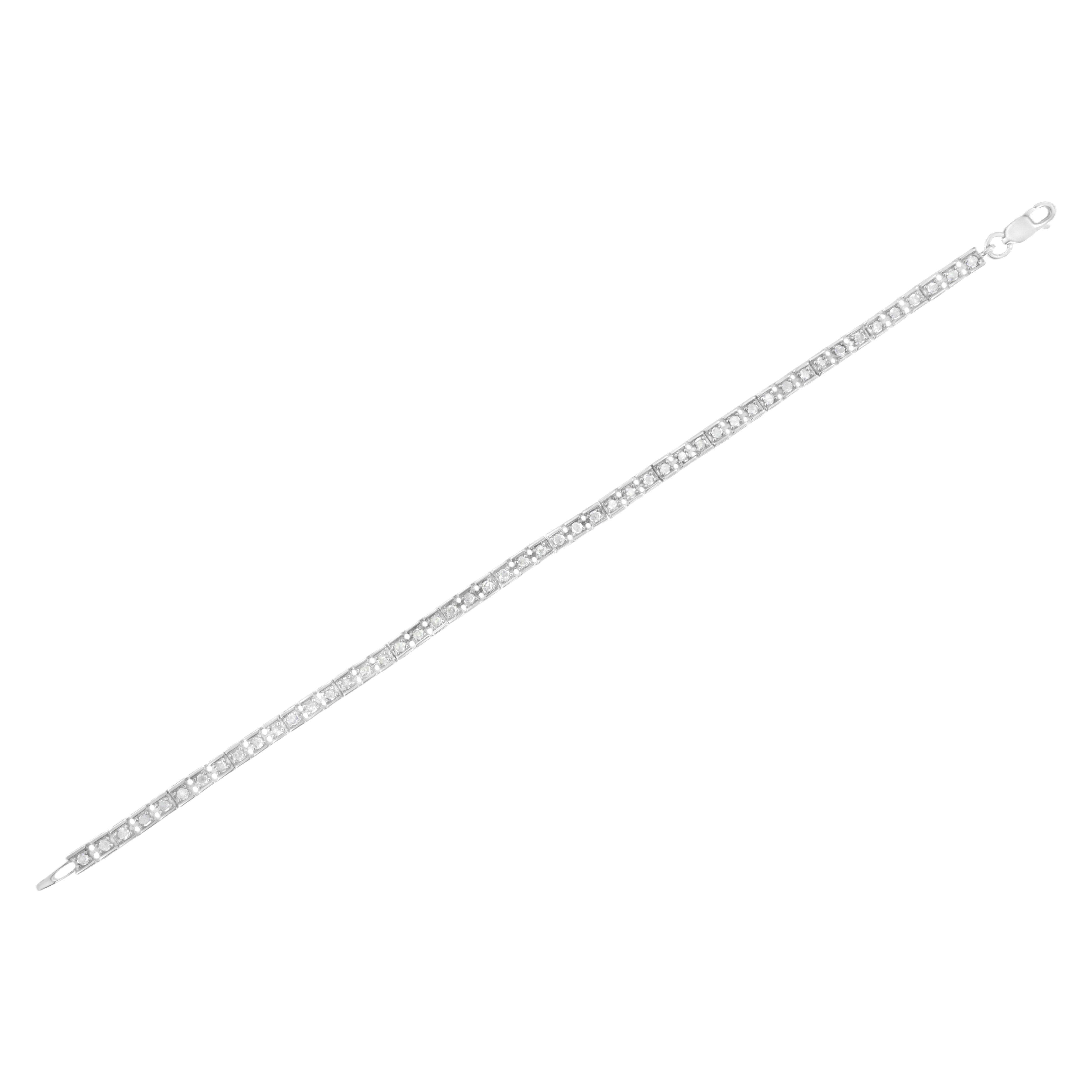 .925 Sterlingsilber 1,0 Karat Diamant Quadratisches Hybrid Link 7