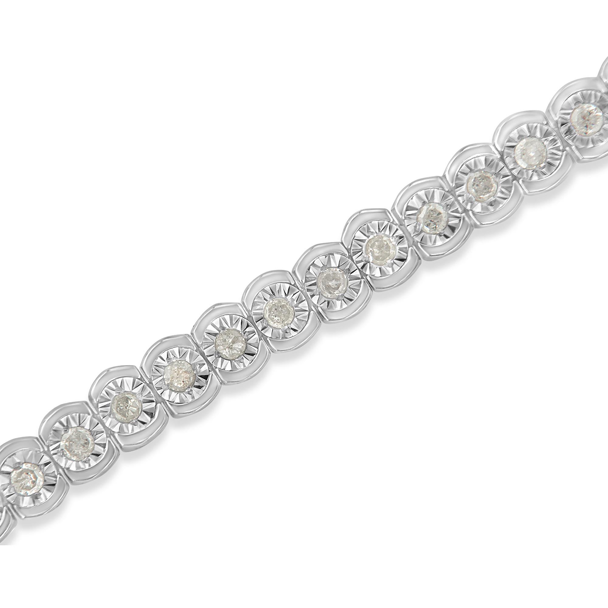 Contemporain Bracelet tennis en argent sterling avec diamants de 1,0 carat de .925 en vente