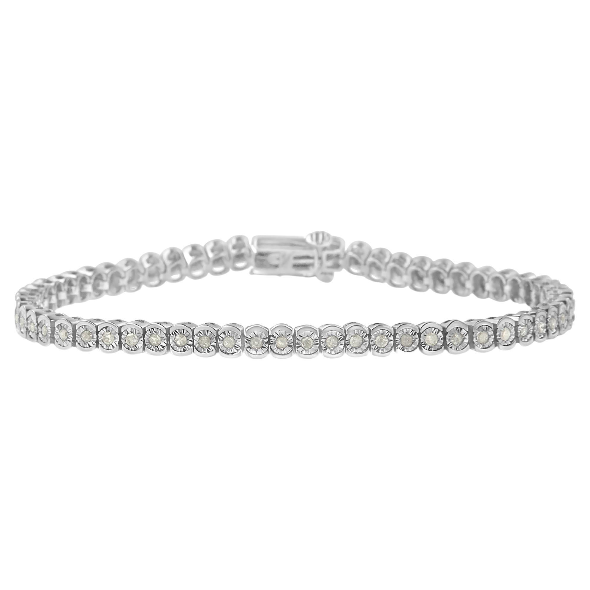 .925 Sterling Silver 1.0 Carat Diamond Tennis Bracelet