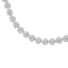 .925 Sterling Silver 1.0 Carat Miracle Set Diamond Heart-Link Tennis Bracelet