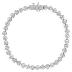 Bracelet tennis à maillons en forme de cœur en argent sterling serti de diamants 1,0 carat de .925 carat