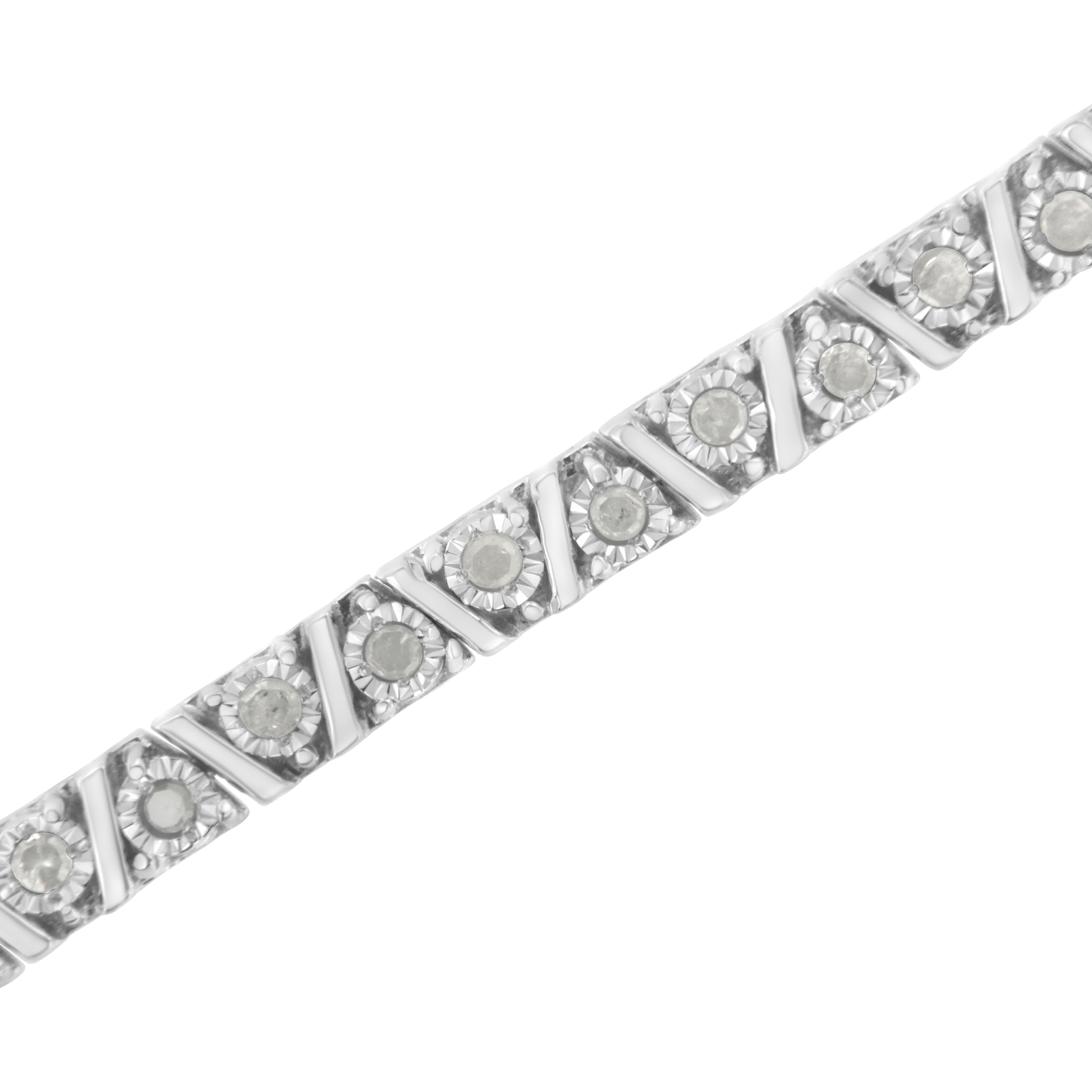 .925 Sterlingsilber 1,0 Karat Miracle-Set Diamant-Tennisarmband (Moderne) im Angebot