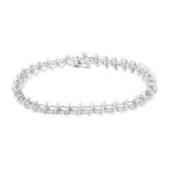 .925 Sterling Silver 1.0 Carat Prong-Set Diamond Link Bracelet