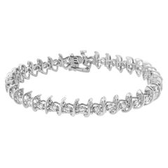 .925 Sterlingsilber 1,0 Karat Diamant-Gliederarmband mit Zacken