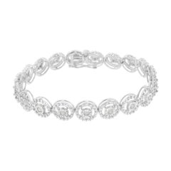 .925 Sterling Silver 1.0 Carat Real Diamond Open Wheel Link Bracelet- 7" Inches