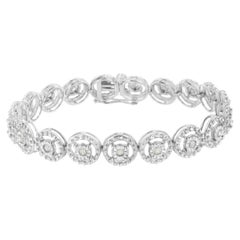 .925 Sterlingsilber 1,0 Karat echtes Diamant-Gliederarmband mit offenem Rad- 7" Zoll