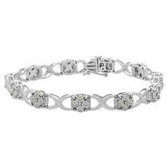 Bracciale A Link in argento 925 con diamante taglio rosa da 1,0 carati