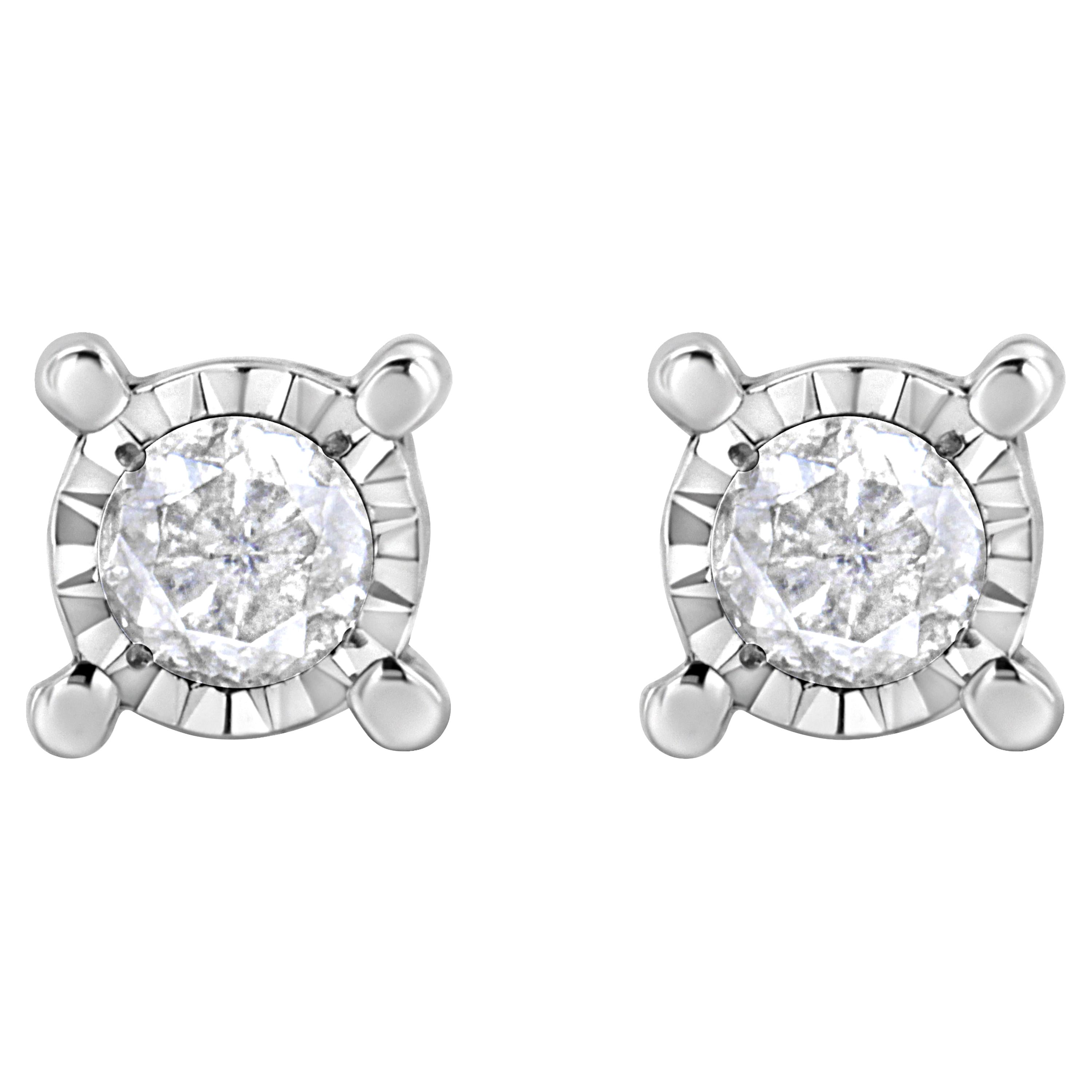 .925 Sterling Silber 1,0 Karat Rundschliff Diamant Solitär Ohrstecker