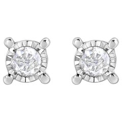 .925 Sterling Silber 1,0 Karat Rundschliff Diamant Solitär Ohrstecker