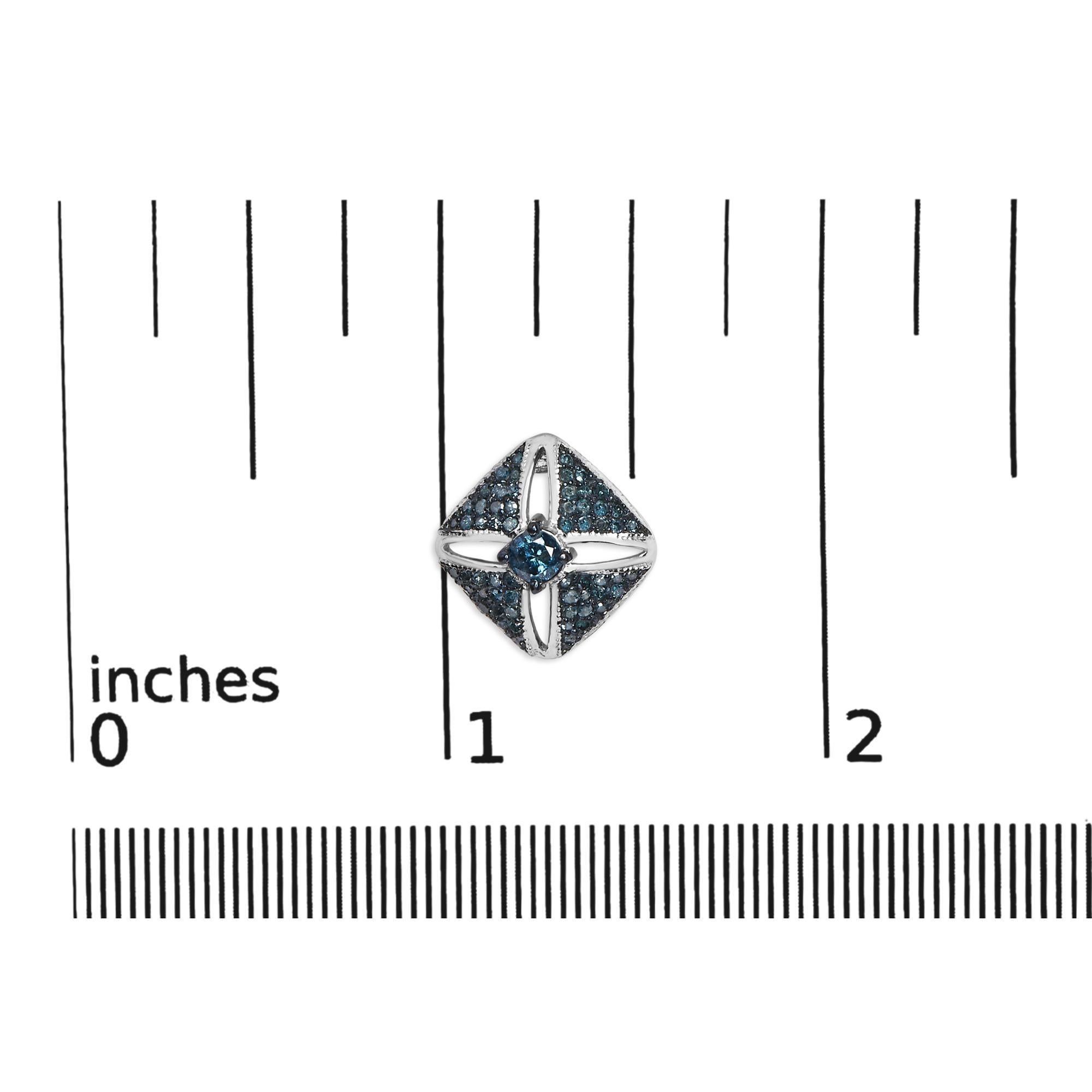 Orecchino a rombo tempestato di diamanti in argento 925 con trattamento blu da 1,0 cttw In condizioni Nuovo in vendita a New York, NY