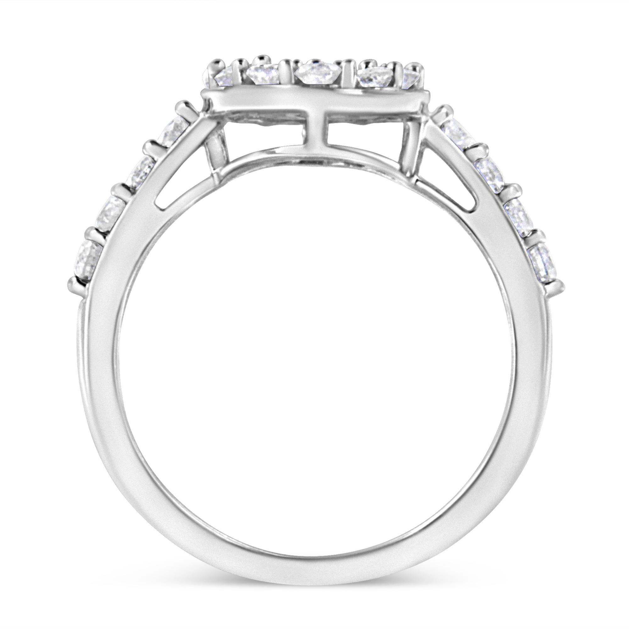 .925 Sterlingsilber 1,0 Karat Gesamtkaratgewicht Brillantschliff Diamant Halo-Stil Cluster Oval Ring () 3