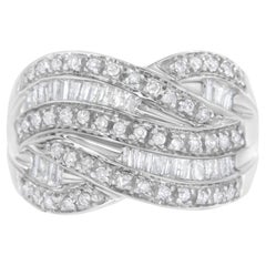 Anello bypass con diamanti incastonati a canale in argento 925 da 1,0 cttw