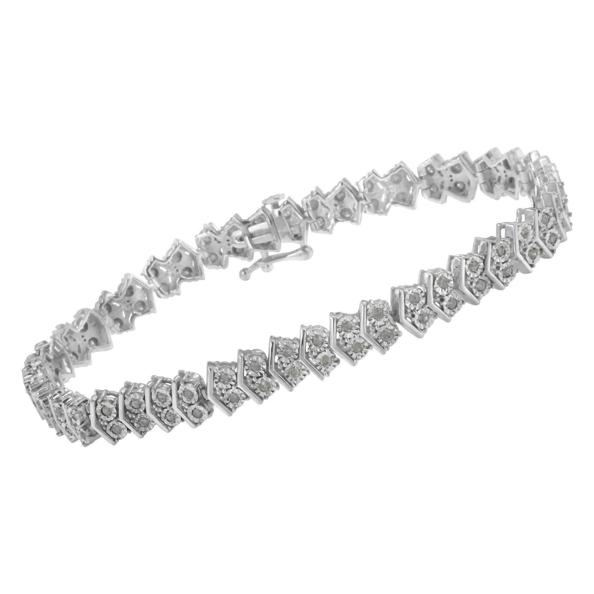.925 Sterlingsilber 1,0 Karat Diamant-Tennis-Gliederarmband in 