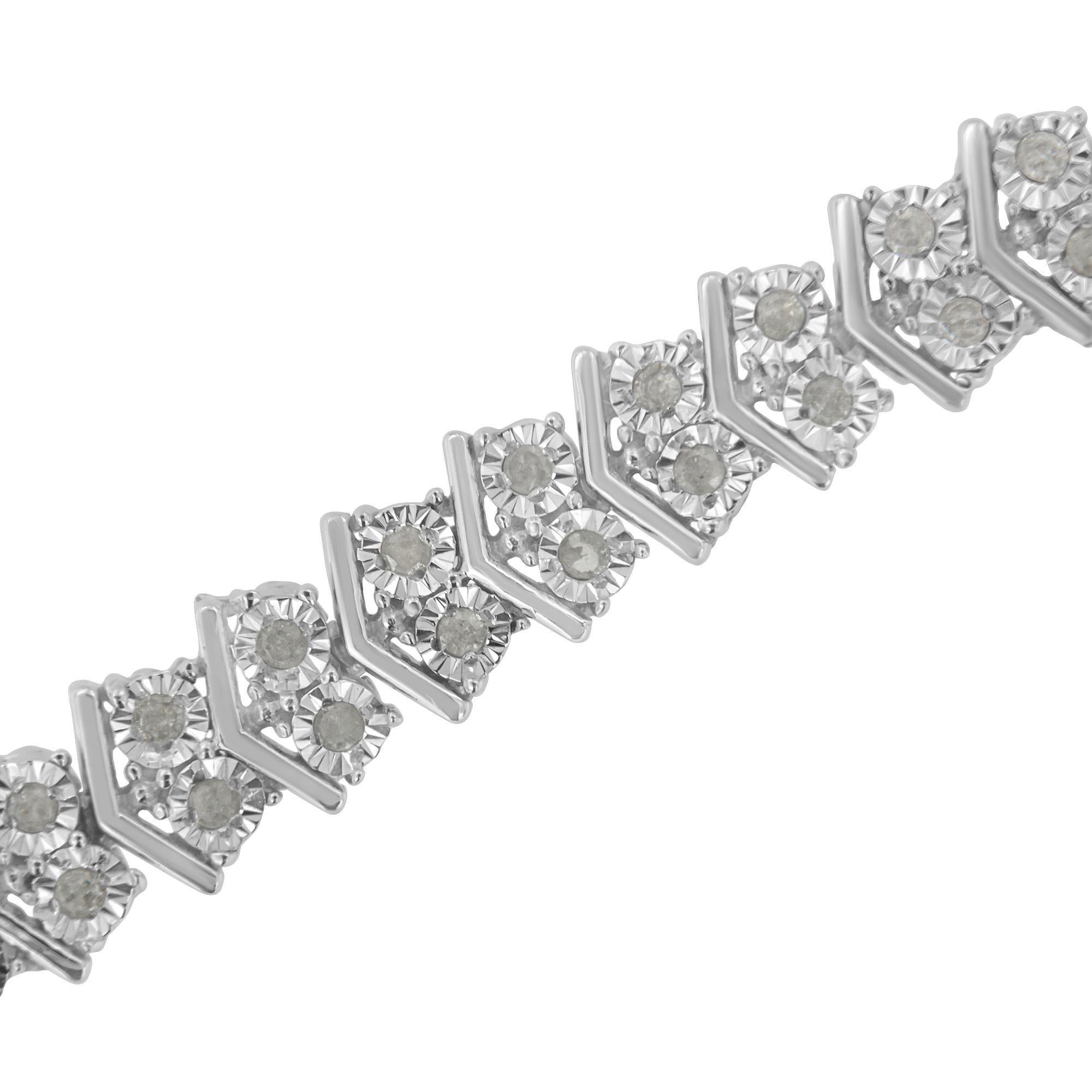 .925 Sterlingsilber 1,0 Karat Diamant-Tennis-Gliederarmband in 