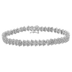 .925 A. Silver 1.0 cttw Diamante a forma di "Arrow" Bracciale Tennis Link