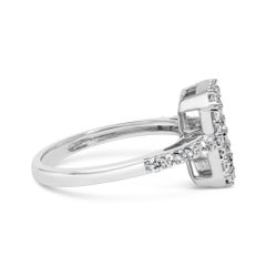 .925 Sterling Silver 1.0 Cttw Diamond Emerald-Shaped Cluster Cocktail Ring