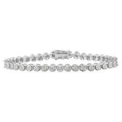 A. Silver 925 Bracciale con maglie da 7" con diamanti incastonati da 1,0 ct.