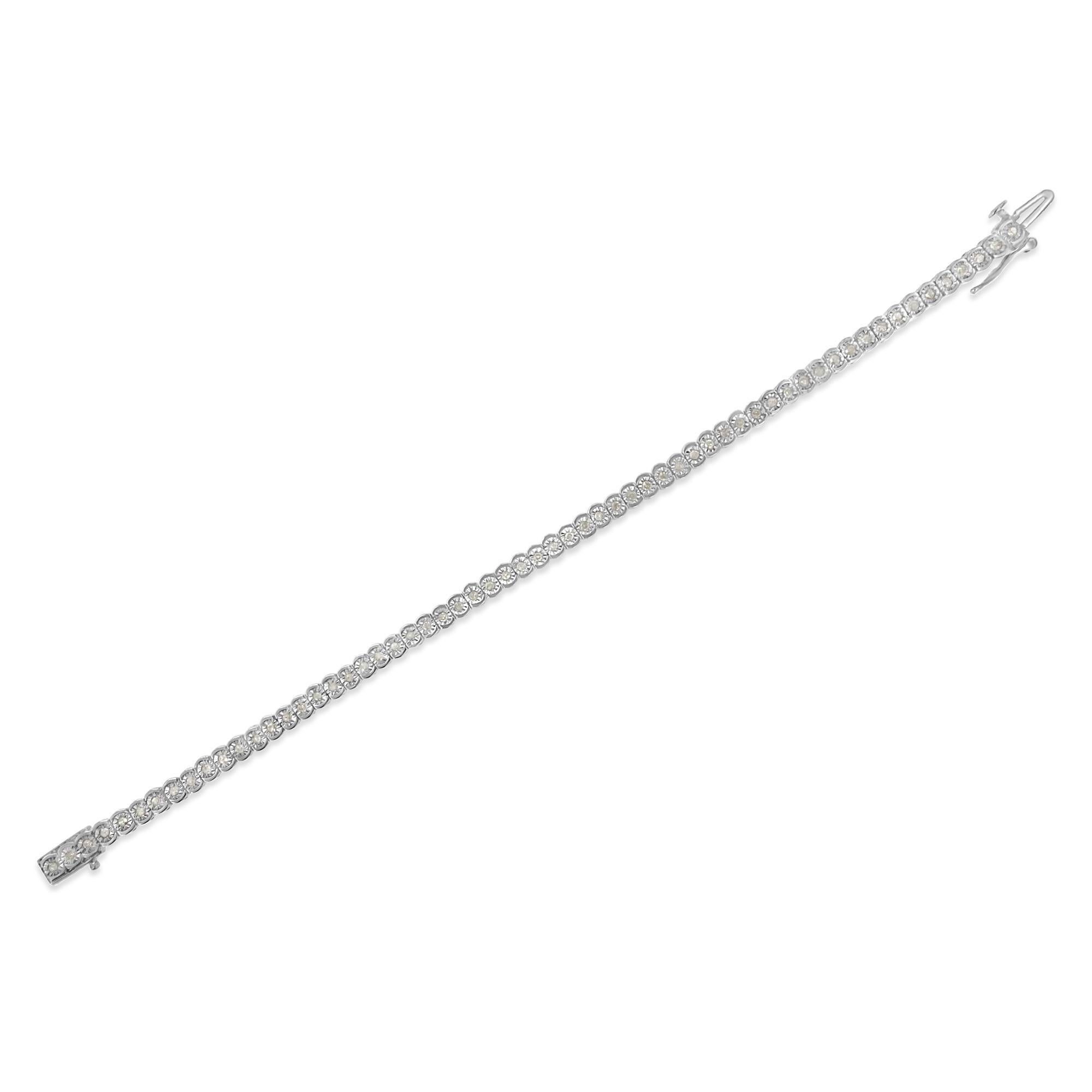 .925 Plata de Ley 1,0 qt Diamante Miracle-Set Corte-Círculo 7
