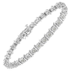 .925 Sterling Silver 1.00 Carat Diamond S-Curve Link Tennis Bracelet