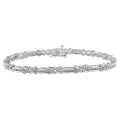 .925 Bracciale da tennis con diamanti X-Link in argento Sterling 1.0 cttw