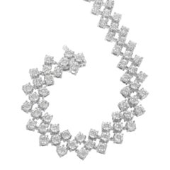 .925 Sterling Silver 1.0 cttw Miracle-Set Round Diamond "Zig Zag" Link Bracelet